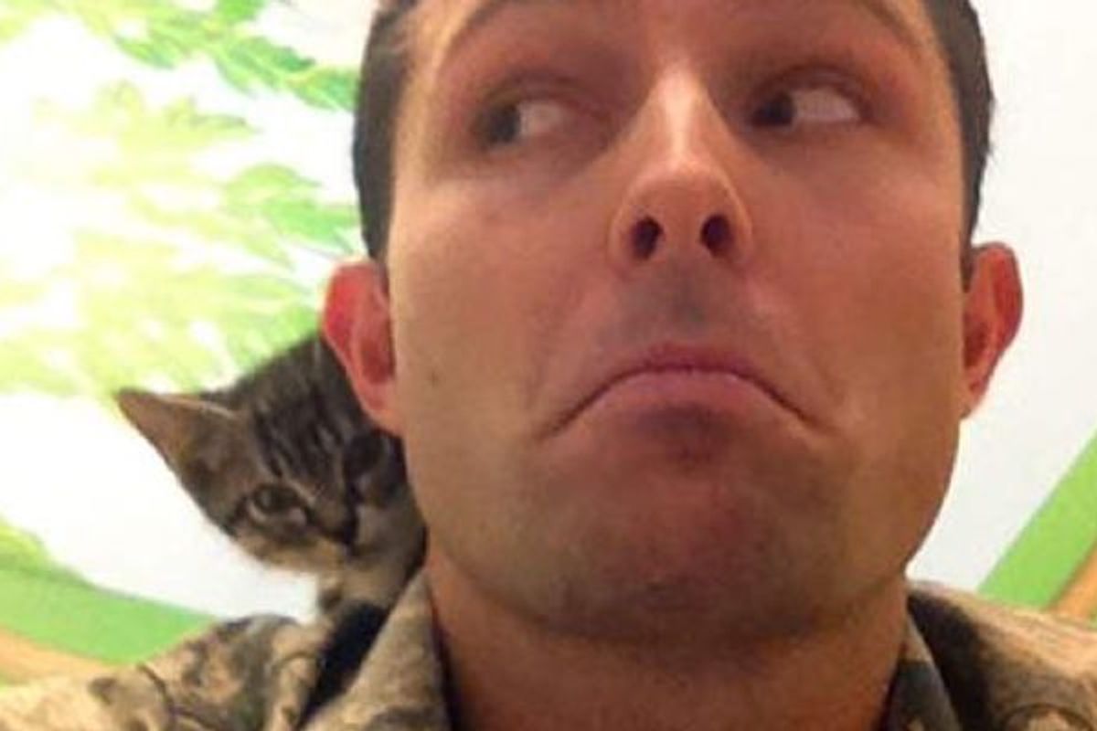 Veteran And His Two Beloved Cats