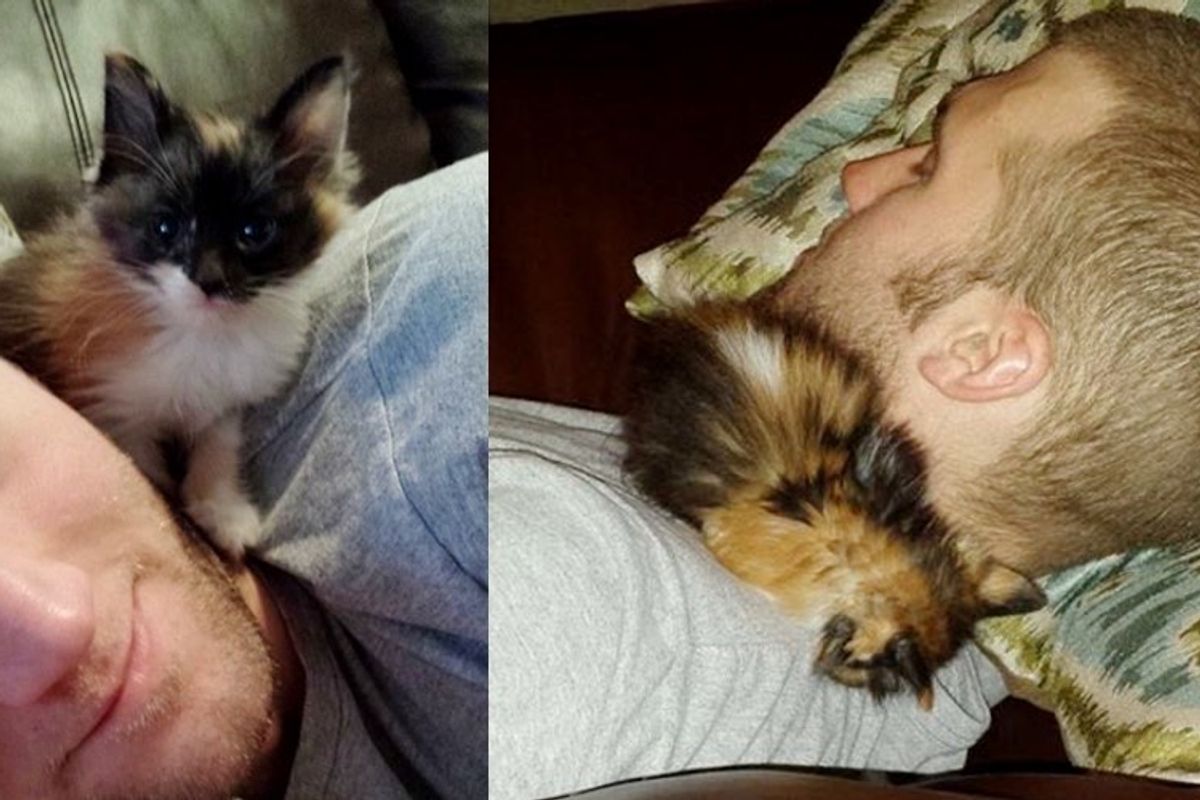 man and his best friend cat